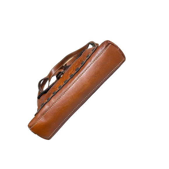 Patricia Nash Boho Vintage Tooled Brown Leather Crossbody Purse Bag - Picture 4 of 7